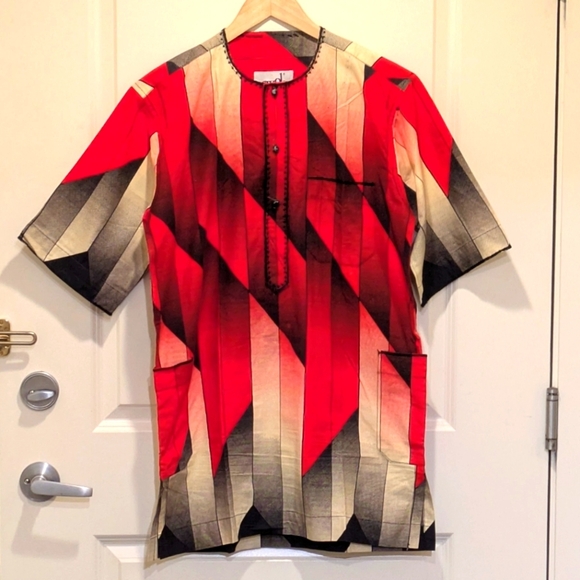 Vintage Swob M Black and Red Patterned Co-Ord Set with Belt - SEE SIZE NOTES - Picture 4 of 16